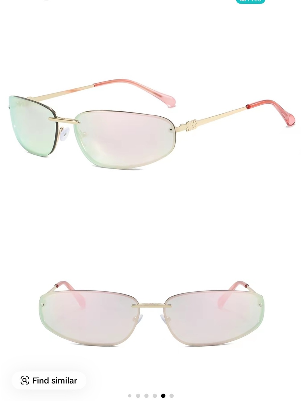 Gold Frame Pink Lens Rimless Sunglasses - Women Accessories - Picture 2 of 5